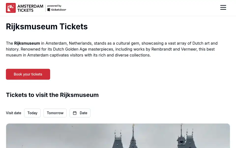 Screenshot of rijksmuseum.amsterdamtickets.org