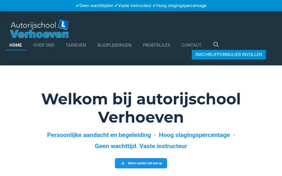 Screenshot of rijschoolverhoeven.nl