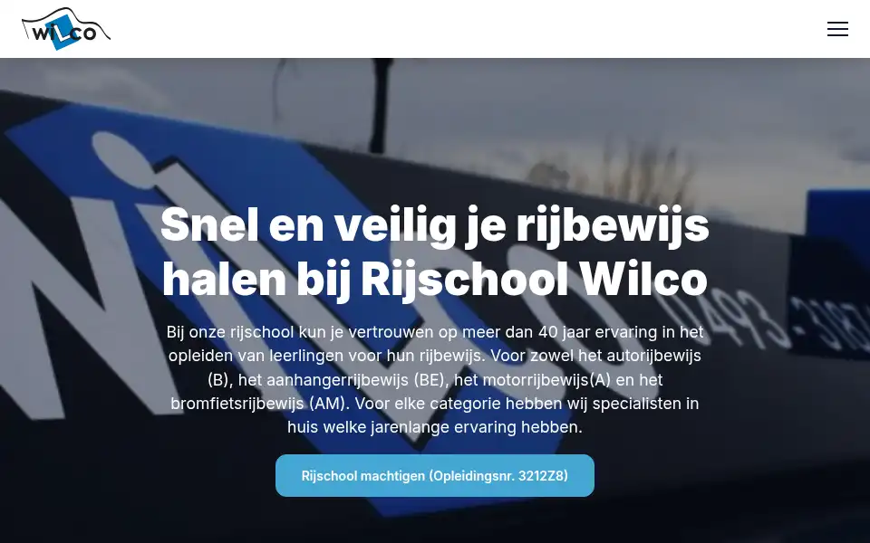 Screenshot of rijschoolwilco.nl