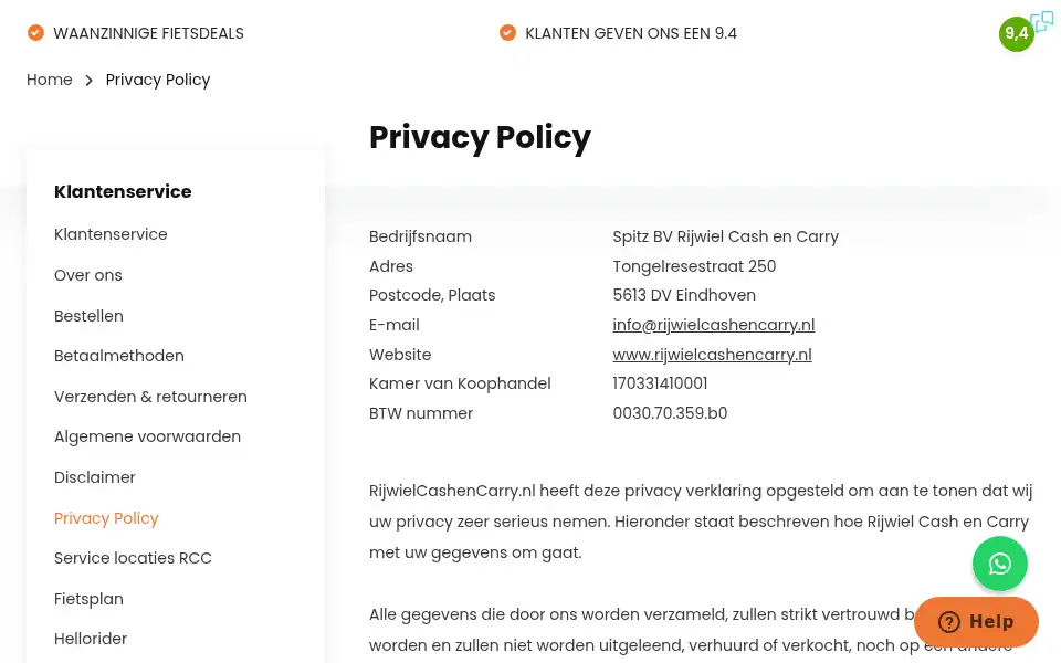 Screenshot of rijwielcashencarry.nl