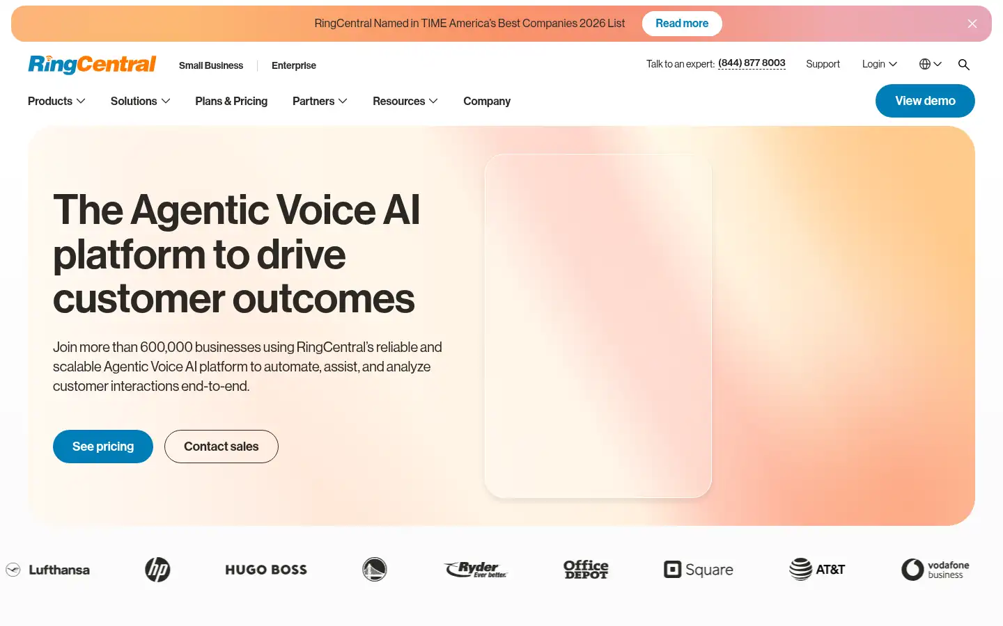 Screenshot of ringcentral.com