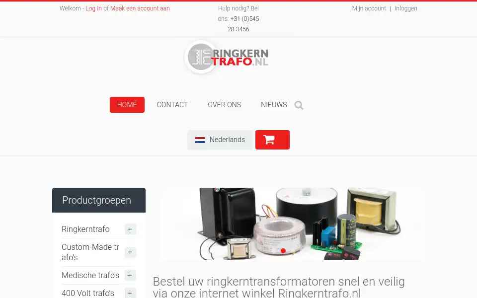 Screenshot of ringkerntrafo.nl