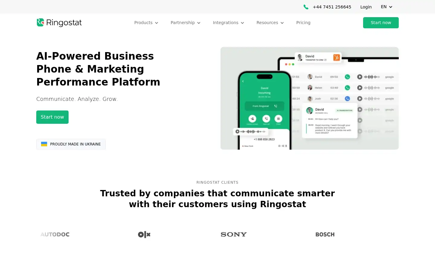 Screenshot of ringostat.com