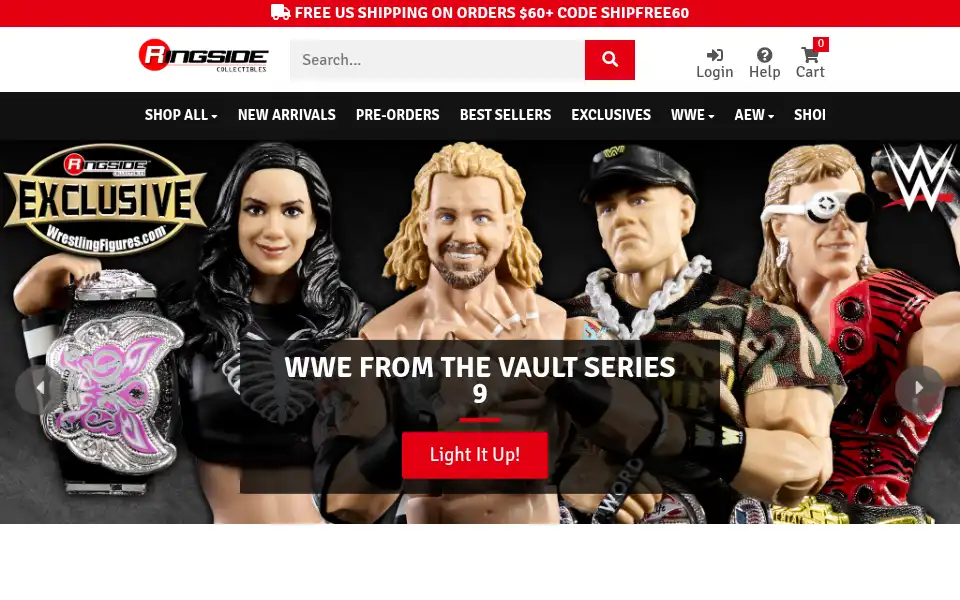 Screenshot of ringsidecollectibles.com