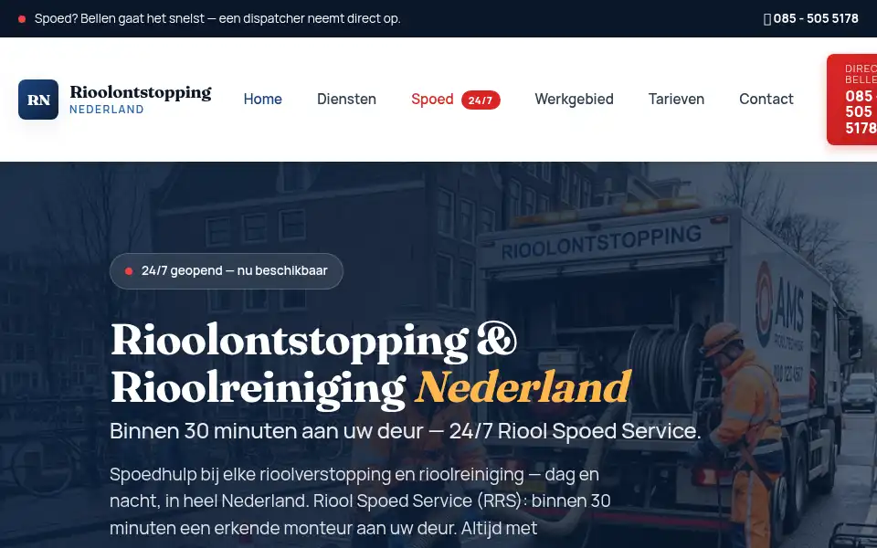 Screenshot of rioolontstopping-nederland.nl