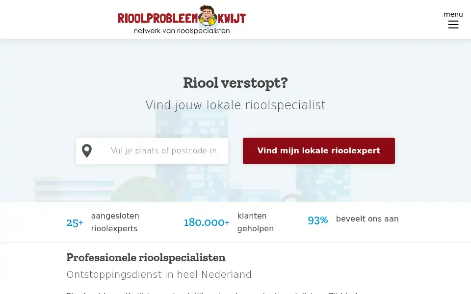 Screenshot of rioolprobleemkwijt.nl