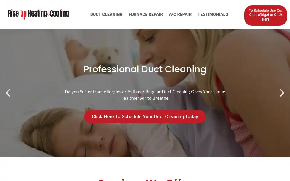 Screenshot of riseupheating.com