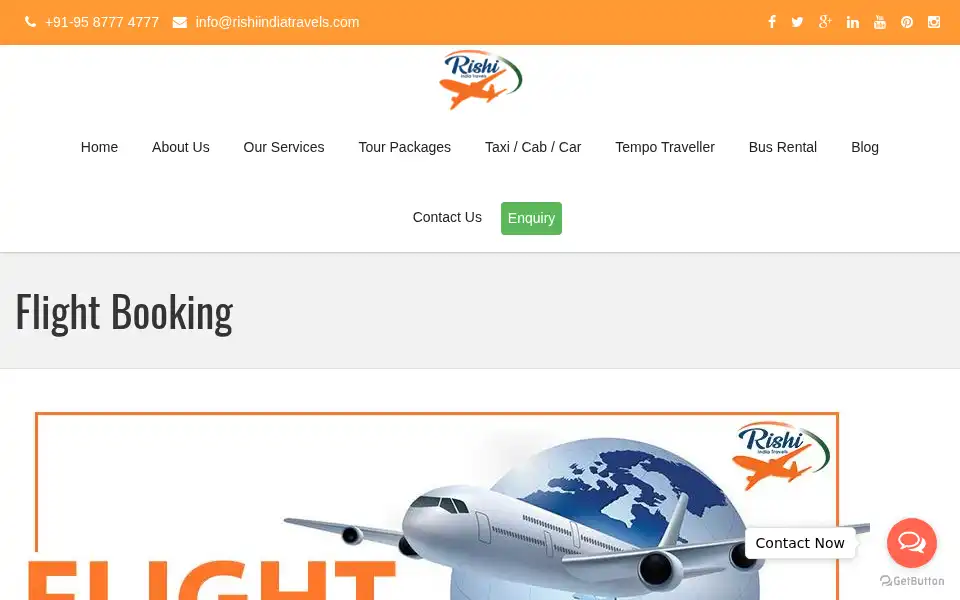 Screenshot of rishiindiatravels.com