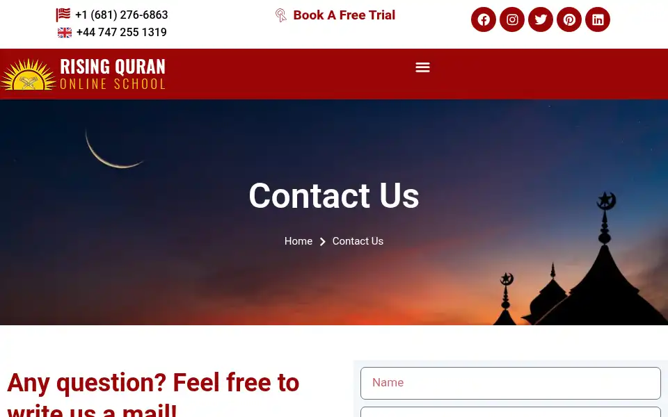 Screenshot of risingquran.com