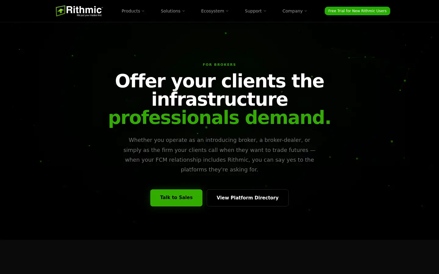 Screenshot of rithmic.com