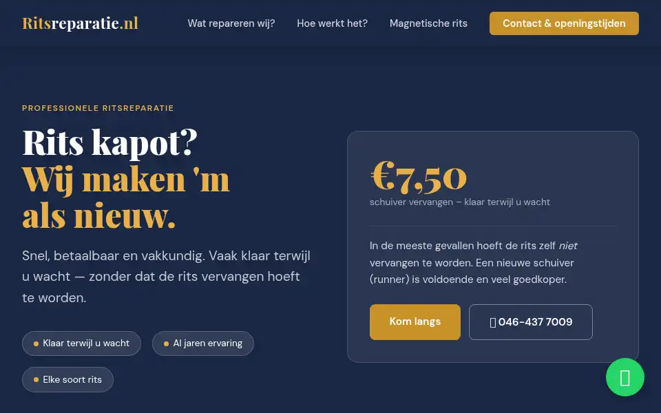 Screenshot of ritsreparatie.nl