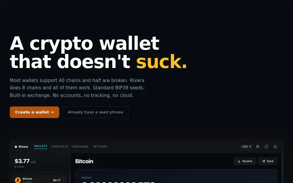 Screenshot of rivarawallet.xyz
