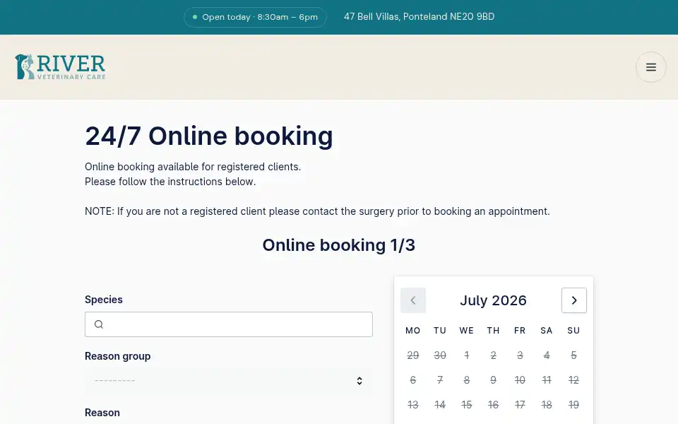 Screenshot of rivervets.co.uk