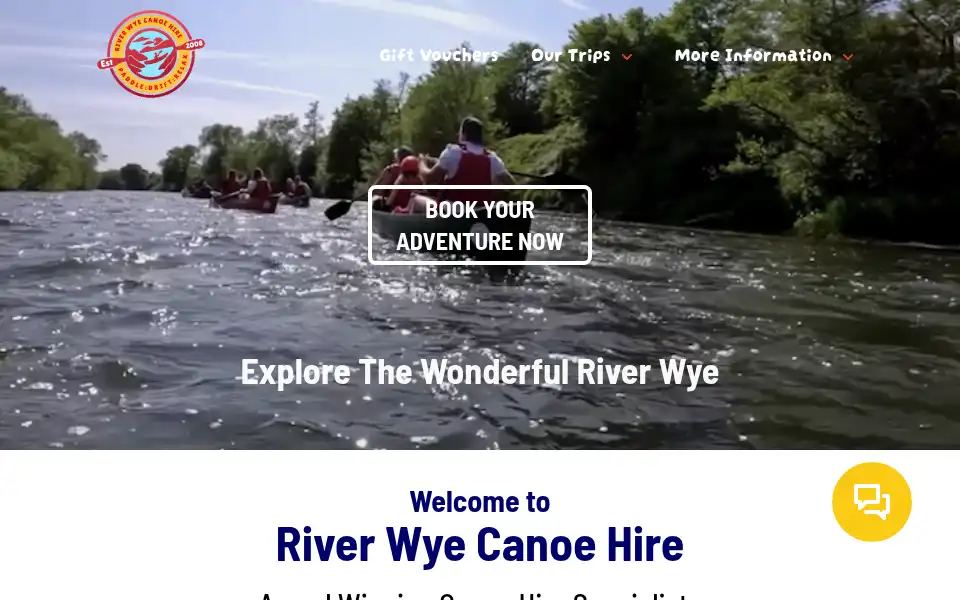 Screenshot of riverwyecanoehire.com