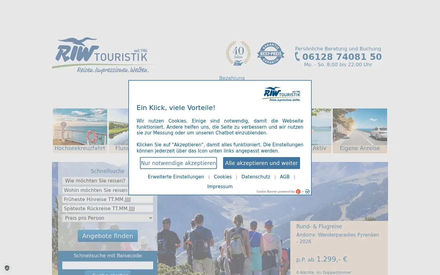 Screenshot of riw-touristik.de