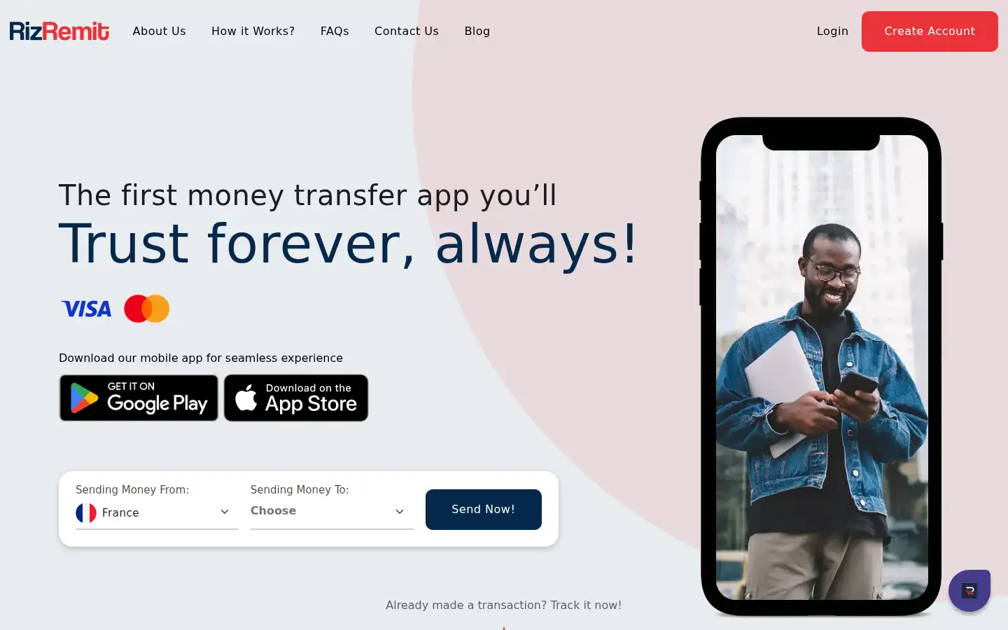 Screenshot of rizremit.com