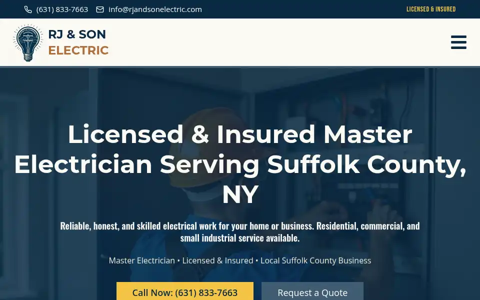 Screenshot of rjandsonelectric.com