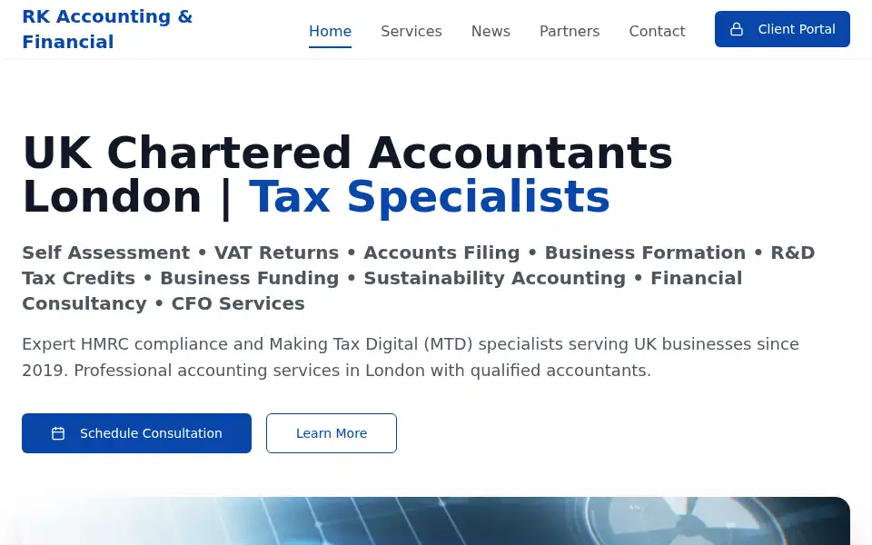 Screenshot of rkaccountingandfinancial.co.uk