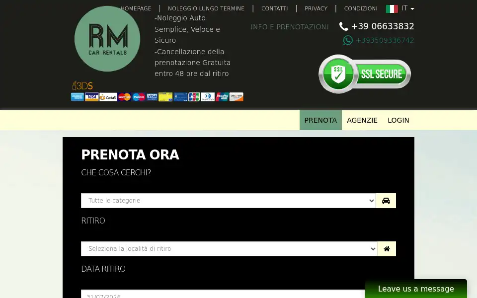 Screenshot of rmcarrentals.it