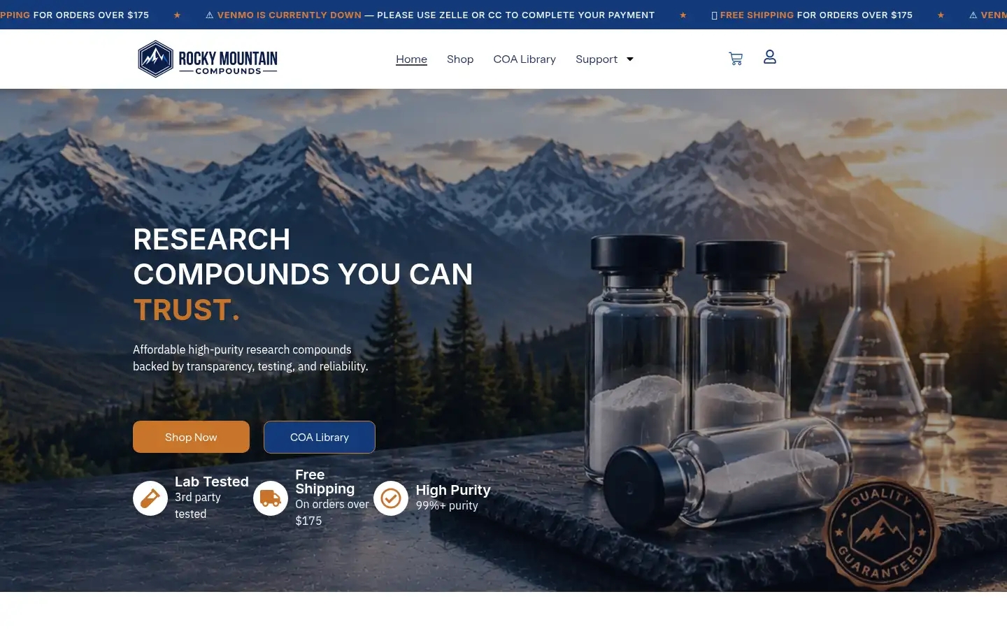 Screenshot of rmcompounds.com