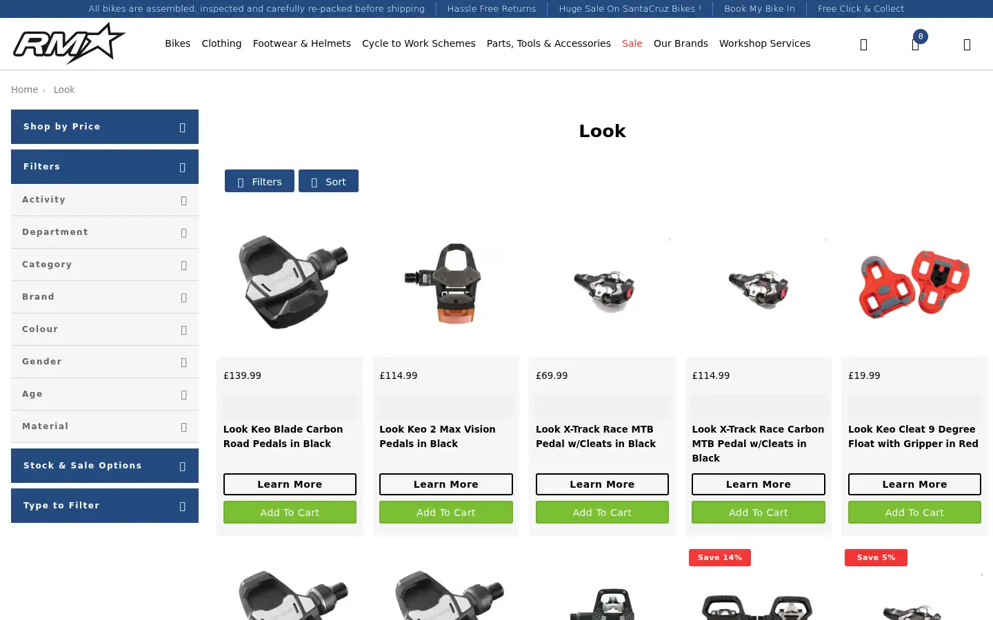 Screenshot of rmcycles.co.uk