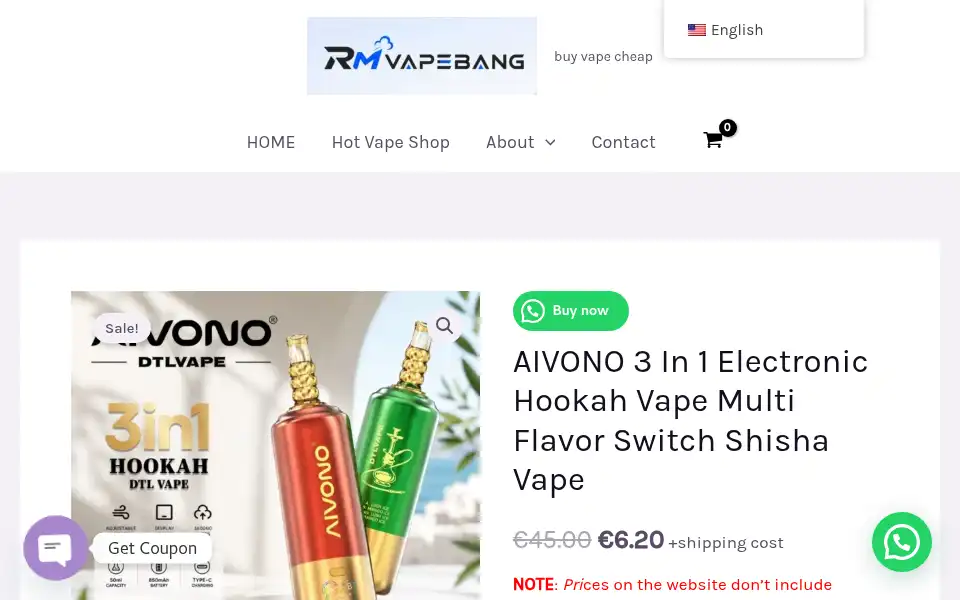 Screenshot of rmvapebang.com