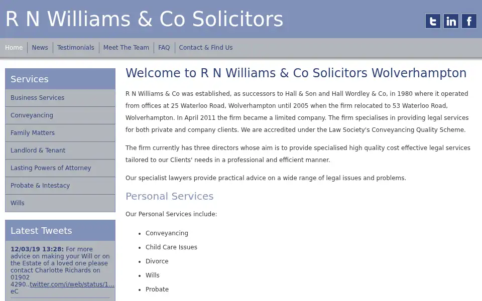 Screenshot of rnwilliams.com