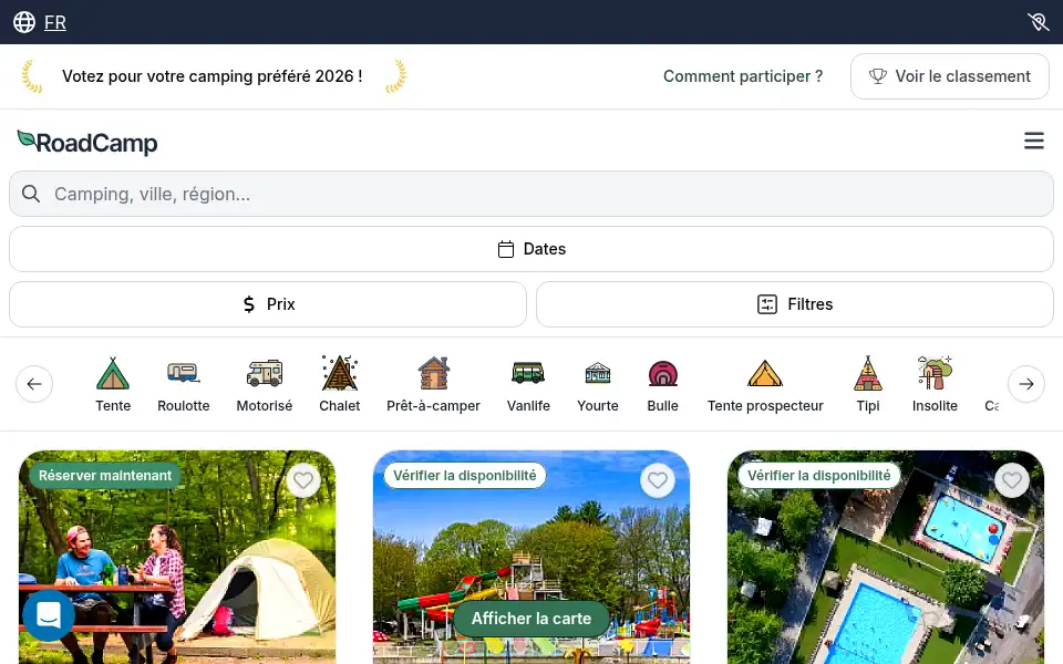 Screenshot of roadcamp.ca