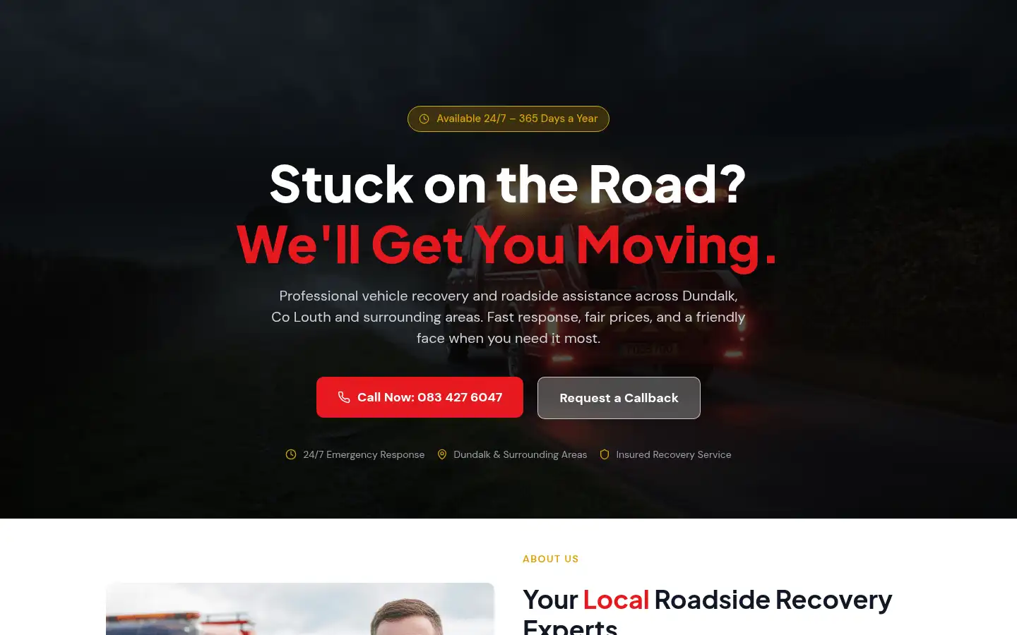 Screenshot of roadsiderescuelouth.ie
