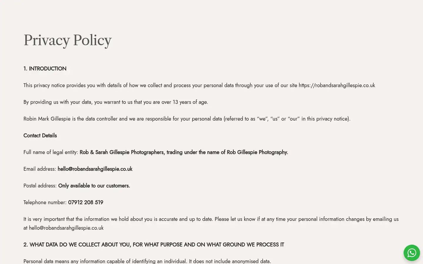 Screenshot of robandsarahgillespie.co.uk