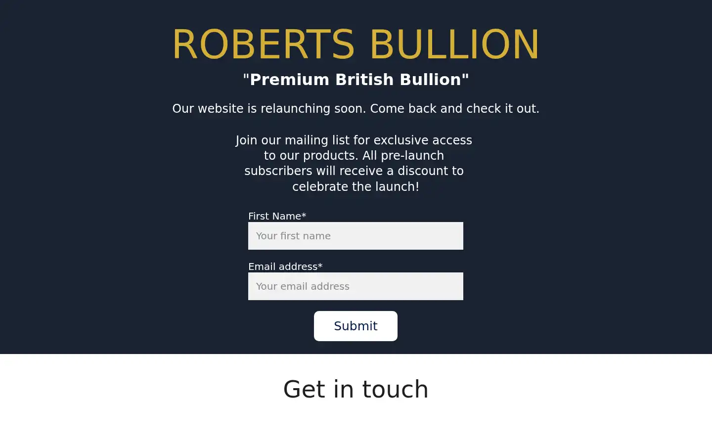Screenshot of robertsbullion.co.uk