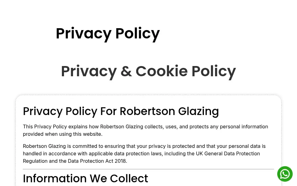 Screenshot of robertsonglazing.co.uk