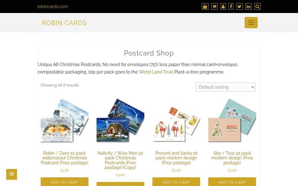 Screenshot of robincards.com