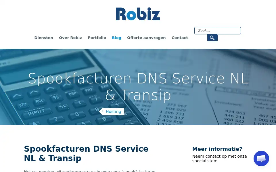 Screenshot of robiz.nl