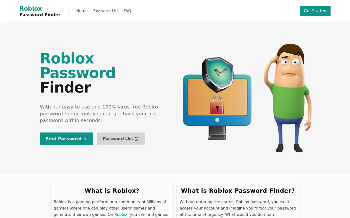 Screenshot of robloxpasswordfinder.net