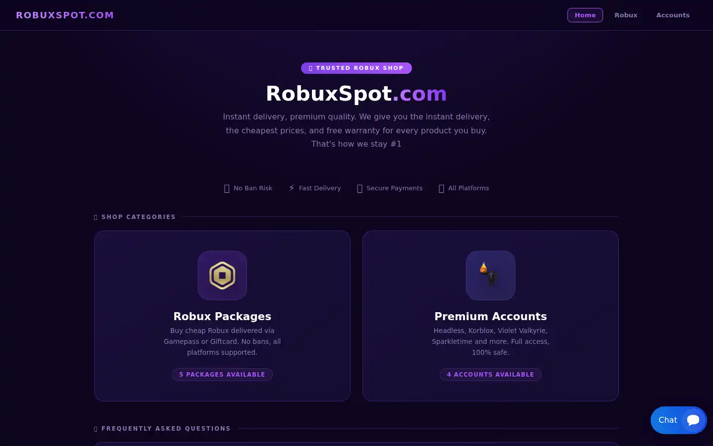 Screenshot of robuxspot.com
