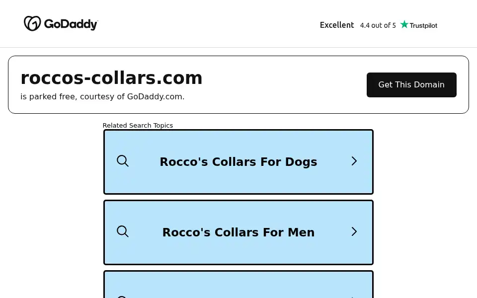 Screenshot of roccos-collars.com