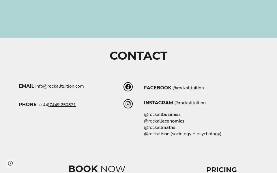 Screenshot of rockalltuition.com