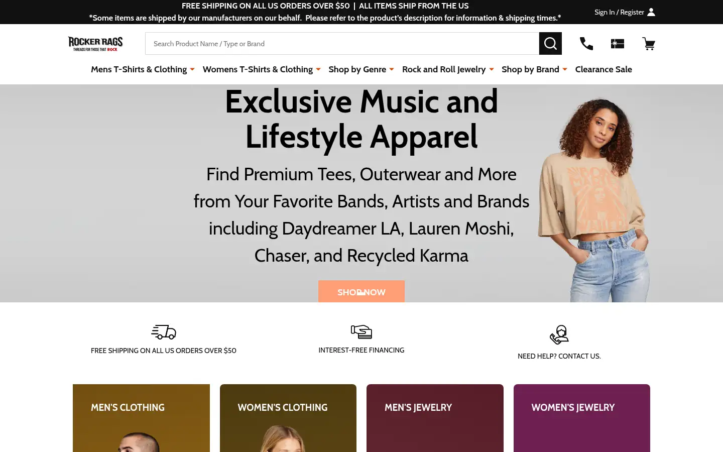 Screenshot of rockerrags.com
