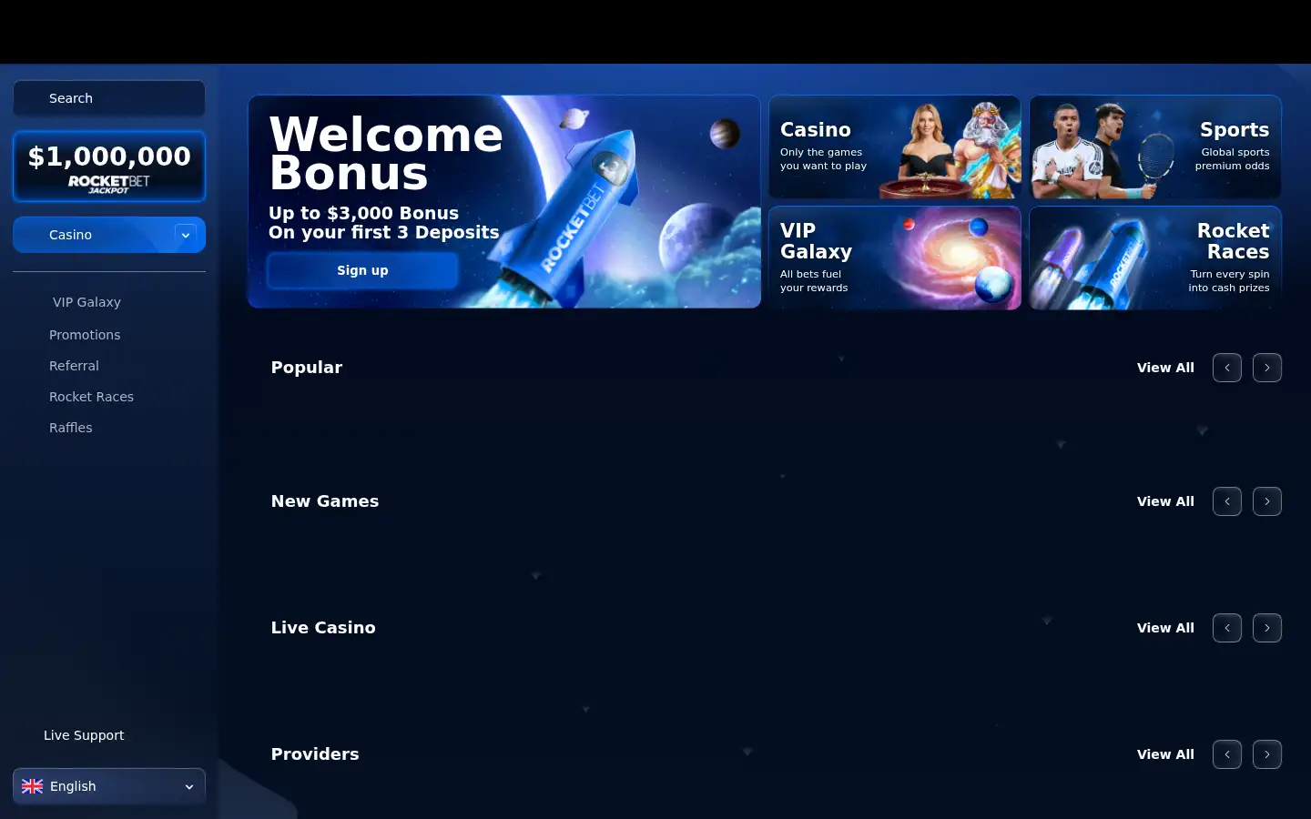Screenshot of rocketbet.com