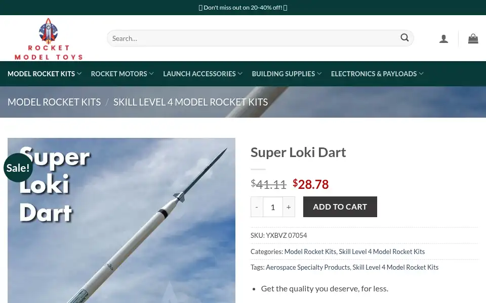 Screenshot of rocketmodeltoys.com