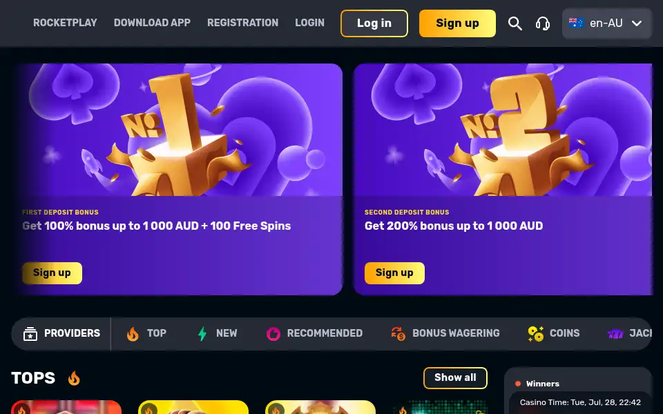Screenshot of rocketplay-australia.info