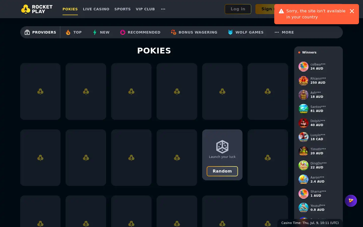 Screenshot of rocketplay1.com