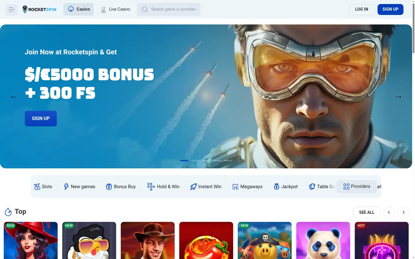 Screenshot of rocketspin.io