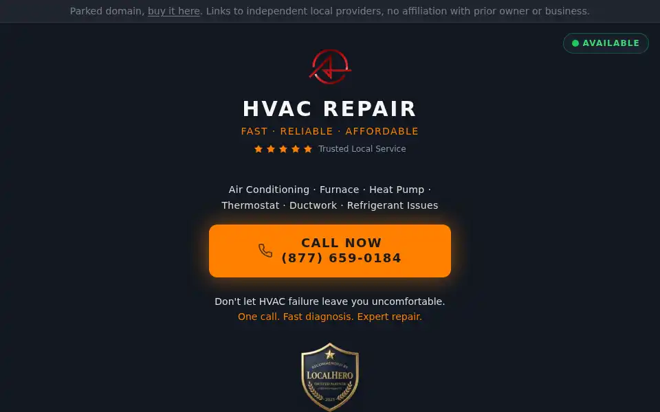 Screenshot of rockruthhvac.com