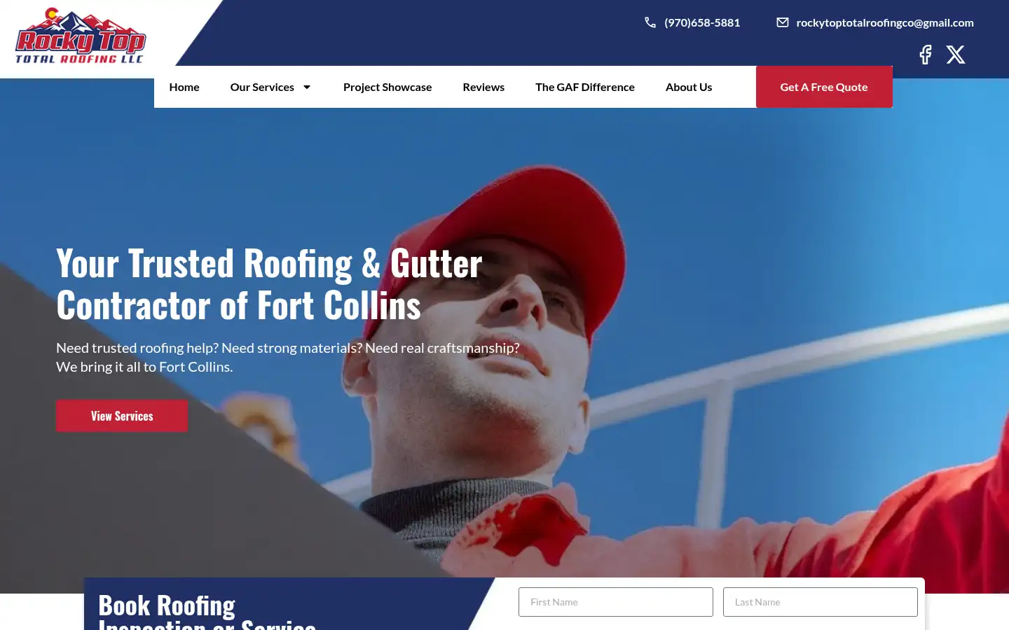 Screenshot of rockytoptotalroofing.com