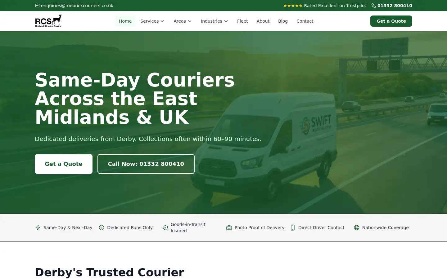 Screenshot of roebuckcouriers.co.uk