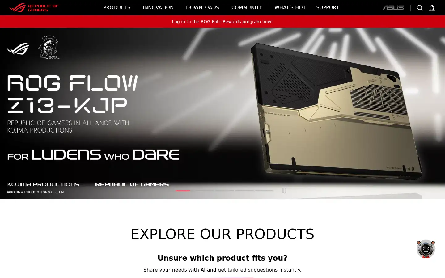 Screenshot of rog.asus.com