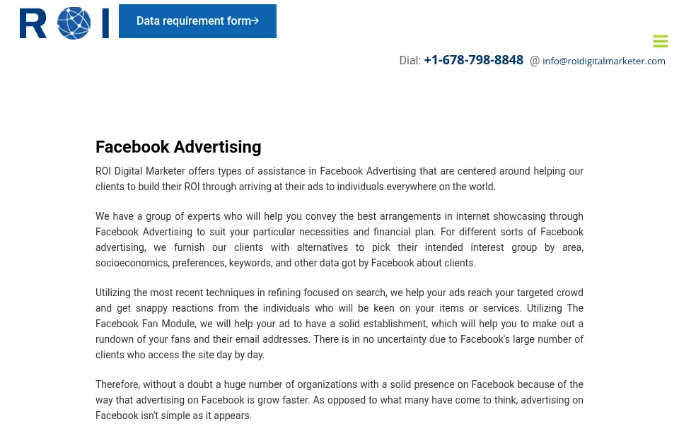 Screenshot of roidigitalmarketer.com