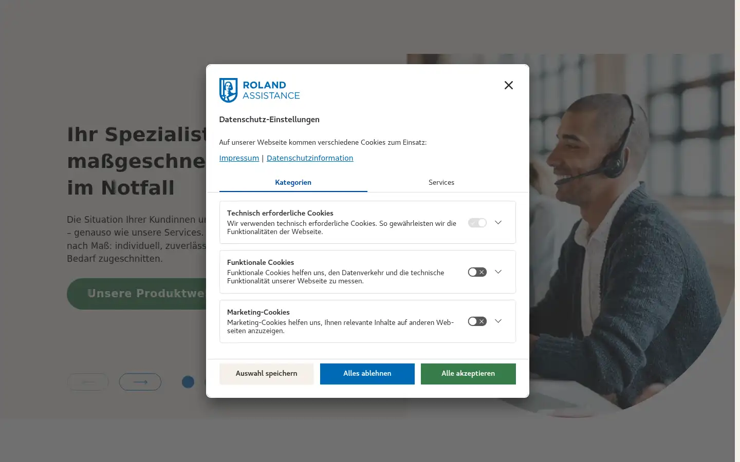 Screenshot of roland-assistance.de